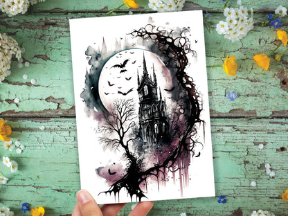 Gothic Ink and New Full Moon Greeting Card