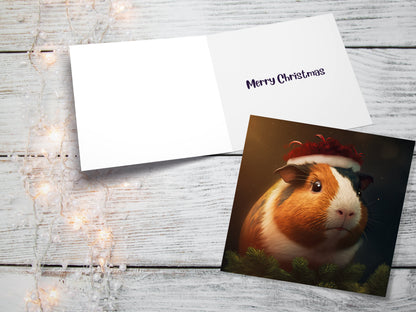 Cute Guinea Pig Christmas Card Wearing Xmas Hat Unique Greetings For Cavy Fans Family Friends Xmas 2023 1or 10 Pack Set for Owners Pets