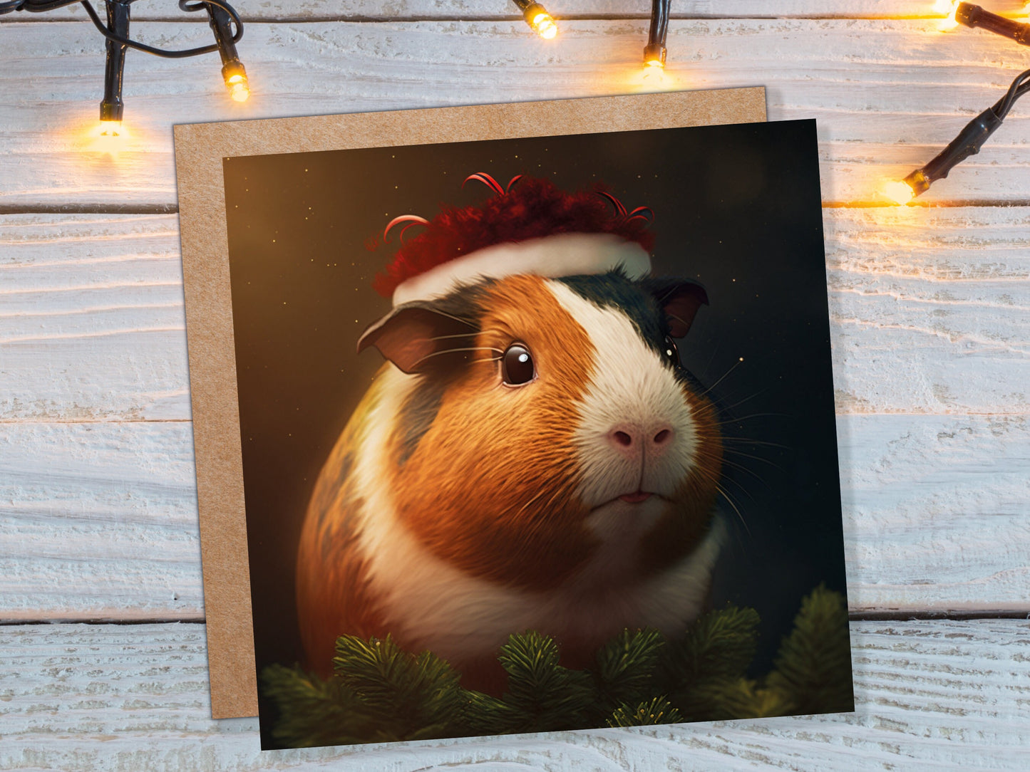 Cute Guinea Pig Christmas Card Wearing Xmas Hat Unique Greetings For Cavy Fans Family Friends Xmas 2023 1or 10 Pack Set for Owners Pets