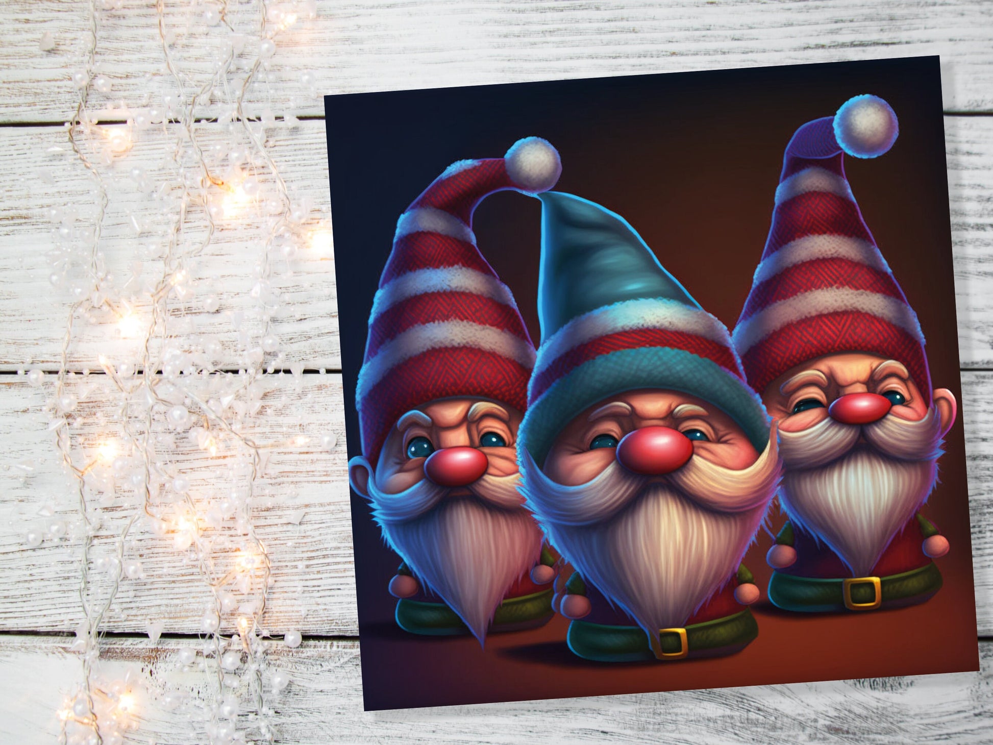 Funny Gnomes Christmas Card Cute Little Grumpy Dwarves Festive Hats and White Beards Magical Gnome Elf Cards For Family Friends Xmas 2023