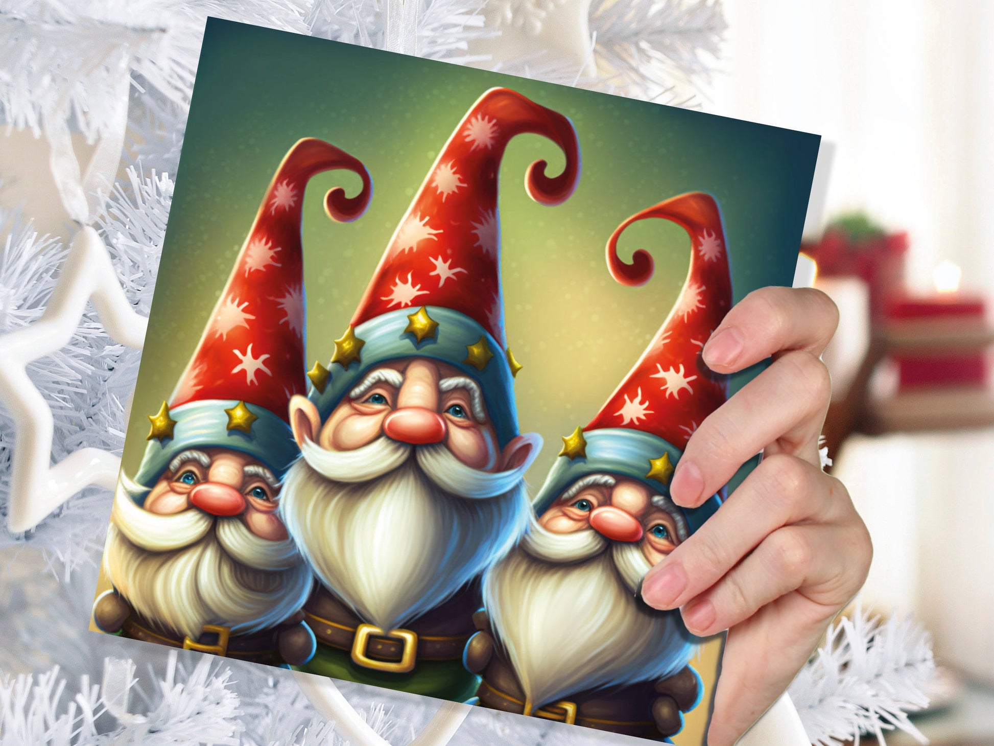 Christmas Gnomes Cards Cute Little Friendly Dwarves Red Festive Hats and White Beards Magical Gnome Elf Cards For Family Friends Xmas 2023