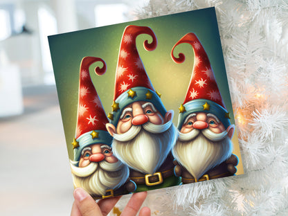 Christmas Gnomes Cards Cute Little Friendly Dwarves Red Festive Hats and White Beards Magical Gnome Elf Cards For Family Friends Xmas 2023