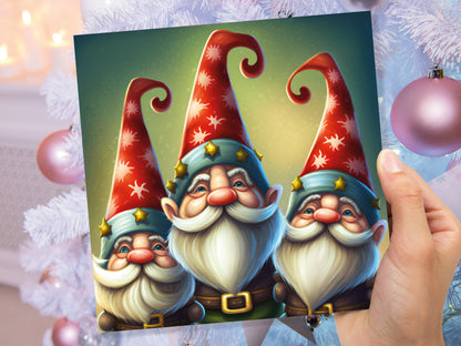 Christmas Gnomes Cards Cute Little Friendly Dwarves Red Festive Hats and White Beards Magical Gnome Elf Cards For Family Friends Xmas 2023