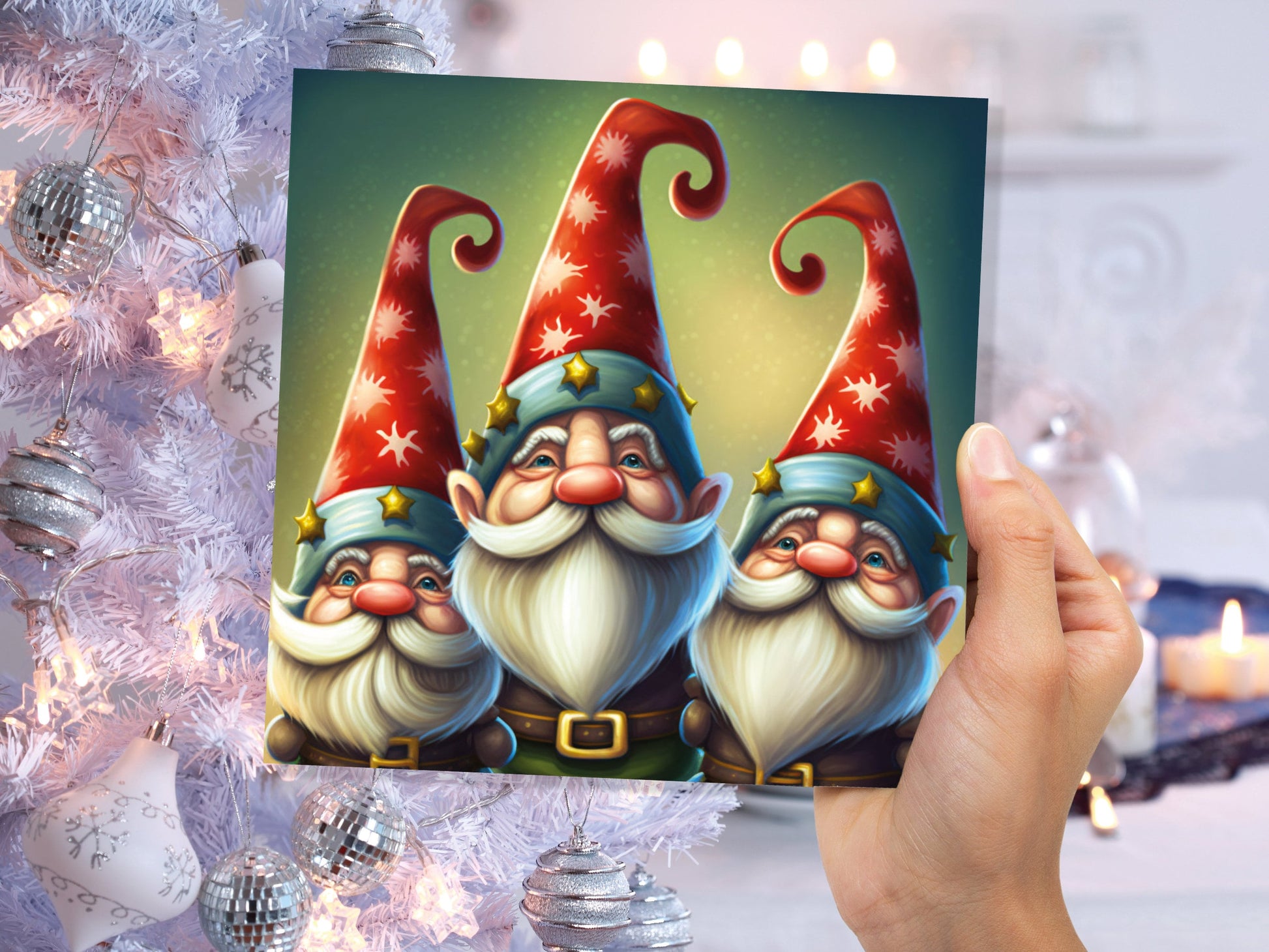 Christmas Gnomes Cards Cute Little Friendly Dwarves Red Festive Hats and White Beards Magical Gnome Elf Cards For Family Friends Xmas 2023