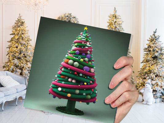 Knitters Christmas Tree Card Knitted Knitting Crocheters Yarn Wool Crafters Crafting Unusual Crafts Trees Xmas Cards For Family Friends 2023