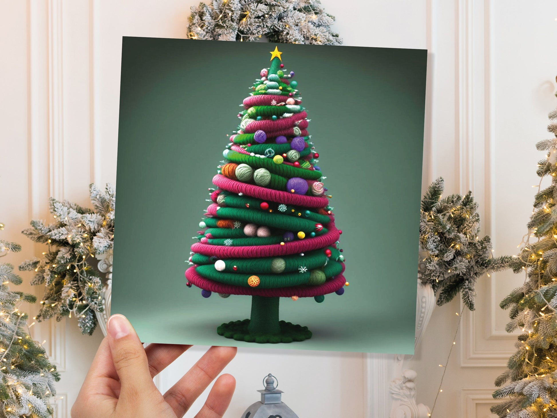 Knitters Christmas Tree Card Knitted Knitting Crocheters Yarn Wool Crafters Crafting Unusual Crafts Trees Xmas Cards For Family Friends 2023