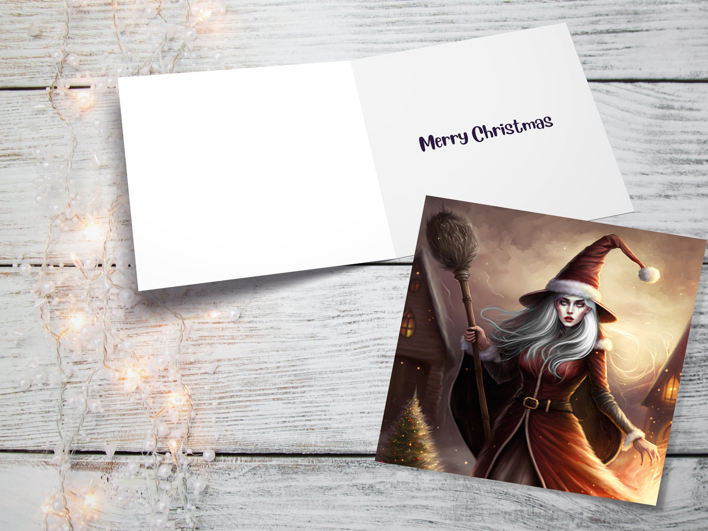 Female Santa Witch Christmas Card Witchy Fantasy Gothic Goth Pagan Pointy Hat Fairytale Feminine Feminism Greetings Family Friends Xmas 2023