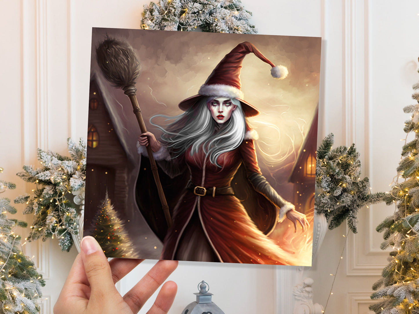 Female Santa Witch Christmas Card Witchy Fantasy Gothic Goth Pagan Pointy Hat Fairytale Feminine Feminism Greetings Family Friends Xmas 2023