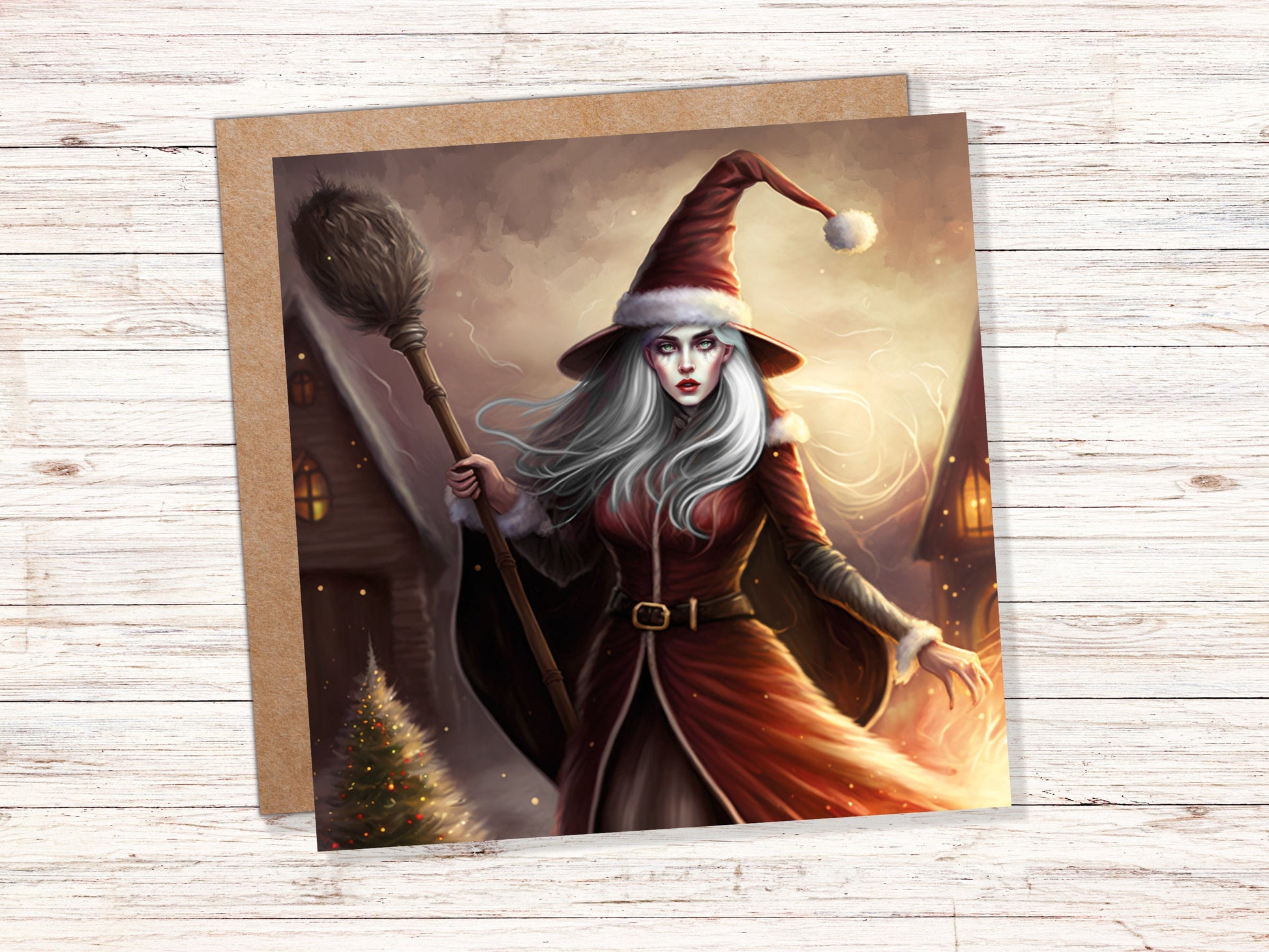 Female Santa Witch Christmas Card Witchy Fantasy Gothic Goth Pagan Pointy Hat Fairytale Feminine Feminism Greetings Family Friends Xmas 2023