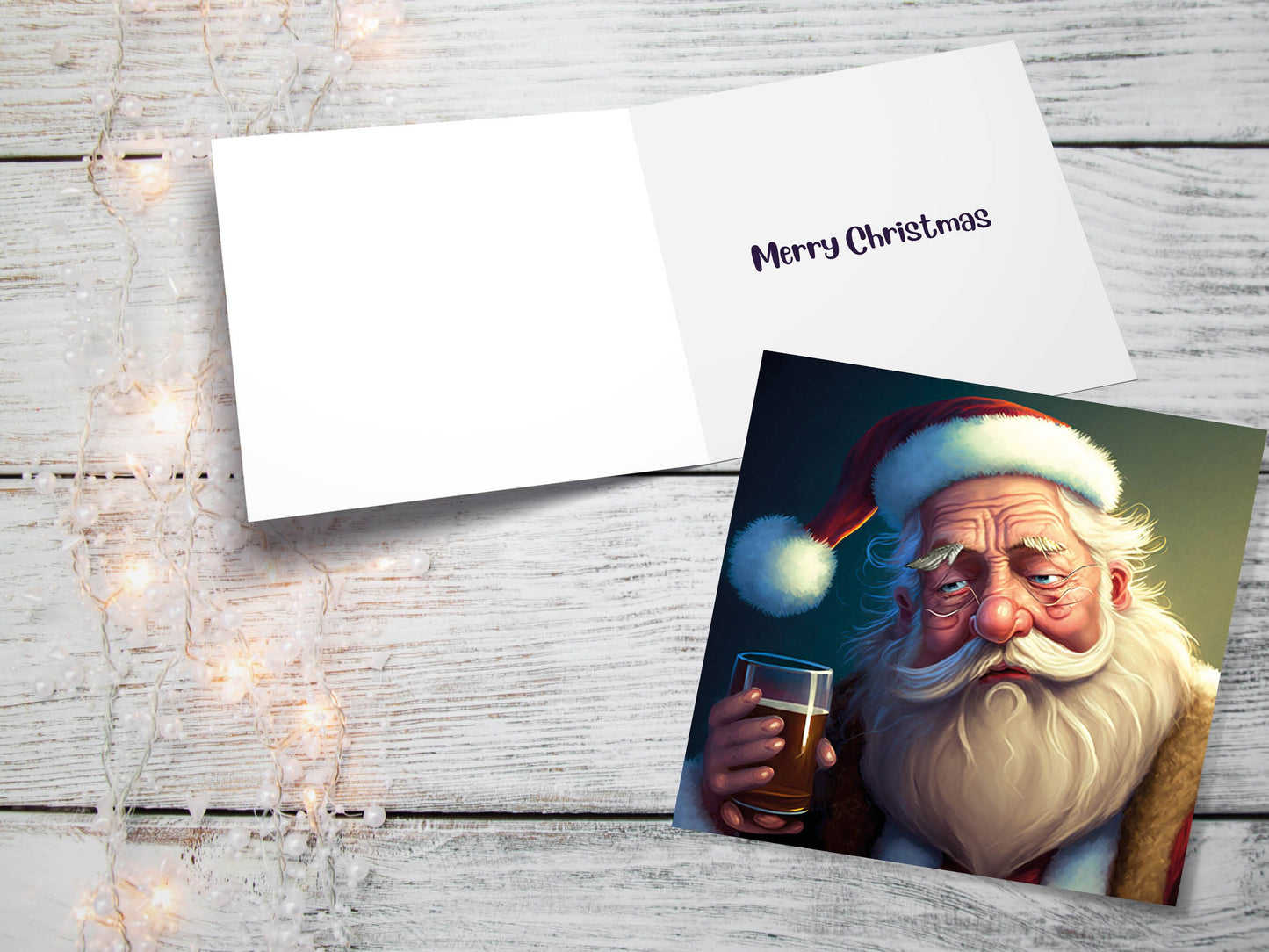 Drunk Santa Claus Christmas Cards Funny Alcoholic Father Xmas Drinking Beer Silly Gag Joke Rough Day Meme Greetings Card Family Friends 2023