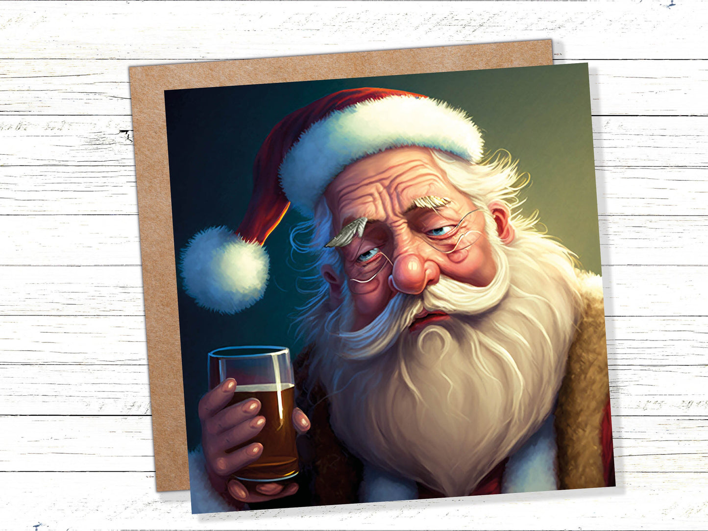 Drunk Santa Claus Christmas Cards Funny Alcoholic Father Xmas Drinking Beer Silly Gag Joke Rough Day Meme Greetings Card Family Friends 2023