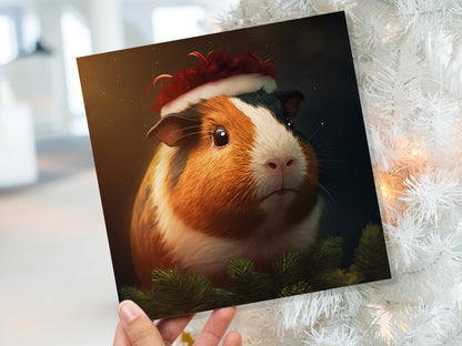 Cute Guinea Pig Christmas Card Wearing Xmas Hat Unique Greetings For Cavy Fans Family Friends Xmas 2023 1or 10 Pack Set for Owners Pets