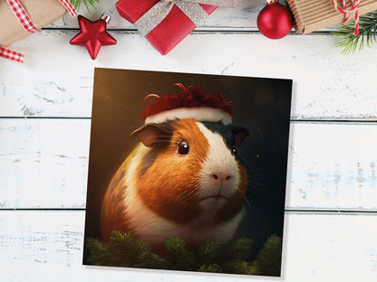 Cute Guinea Pig Christmas Card Wearing Xmas Hat Unique Greetings For Cavy Fans Family Friends Xmas 2023 1or 10 Pack Set for Owners Pets