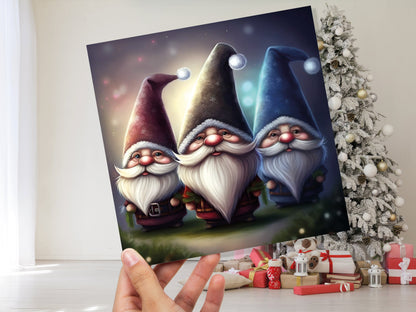 Gnomes Card Cute Little Dwarves with Festive Hats and Beards Festive Glowing Magical Gnome Elf Cards For Family Friends Birthdays Thank You