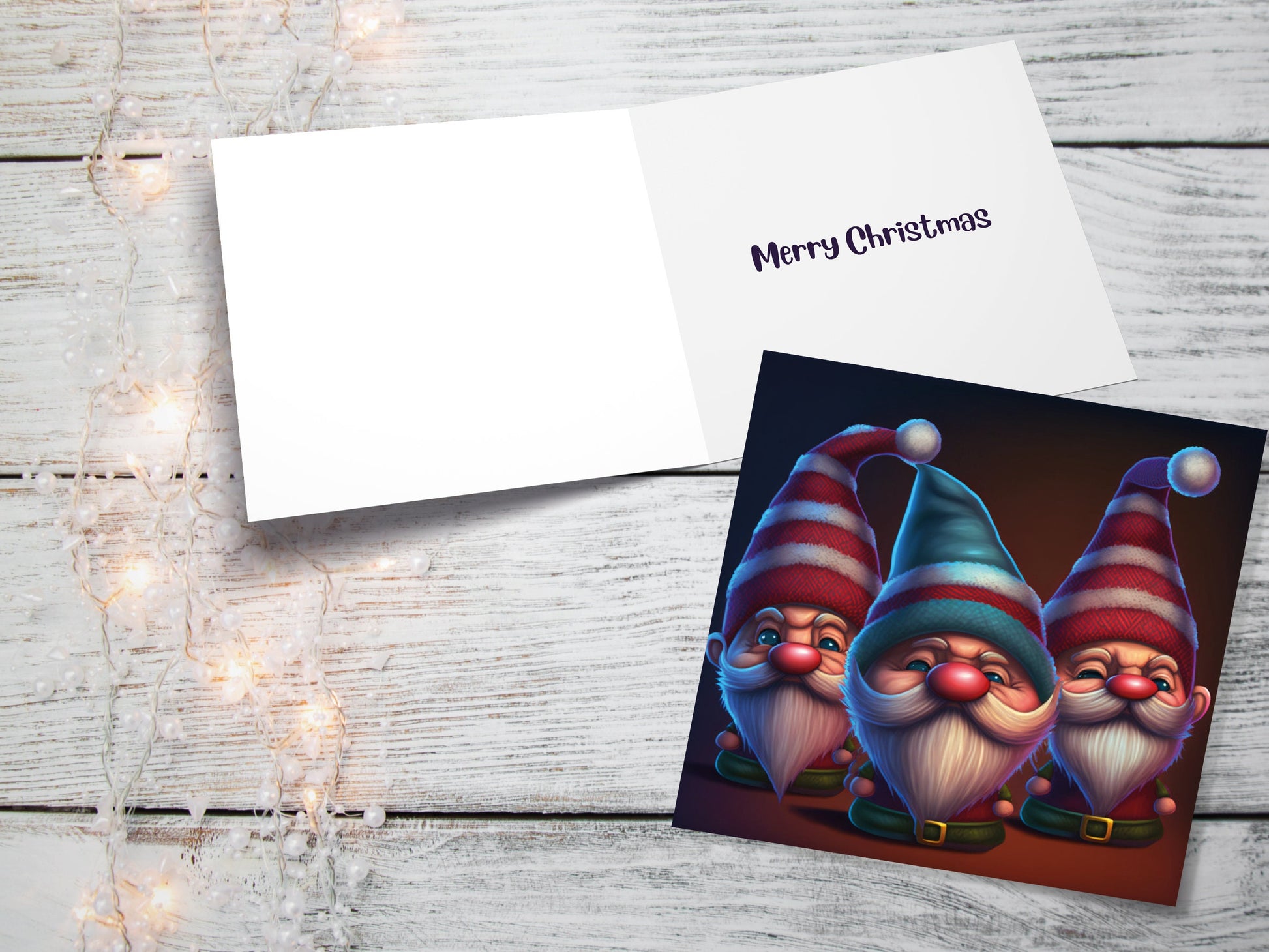 Funny Gnomes Christmas Card Cute Little Grumpy Dwarves Festive Hats and White Beards Magical Gnome Elf Cards For Family Friends Xmas 2023