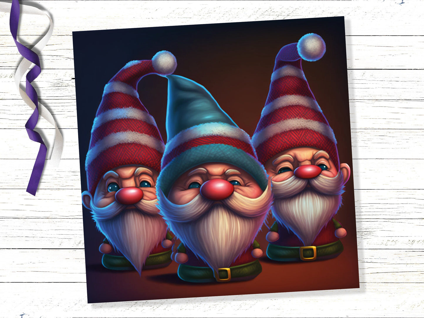 Funny Gnomes Christmas Card Cute Little Grumpy Dwarves Festive Hats and White Beards Magical Gnome Elf Cards For Family Friends Xmas 2023