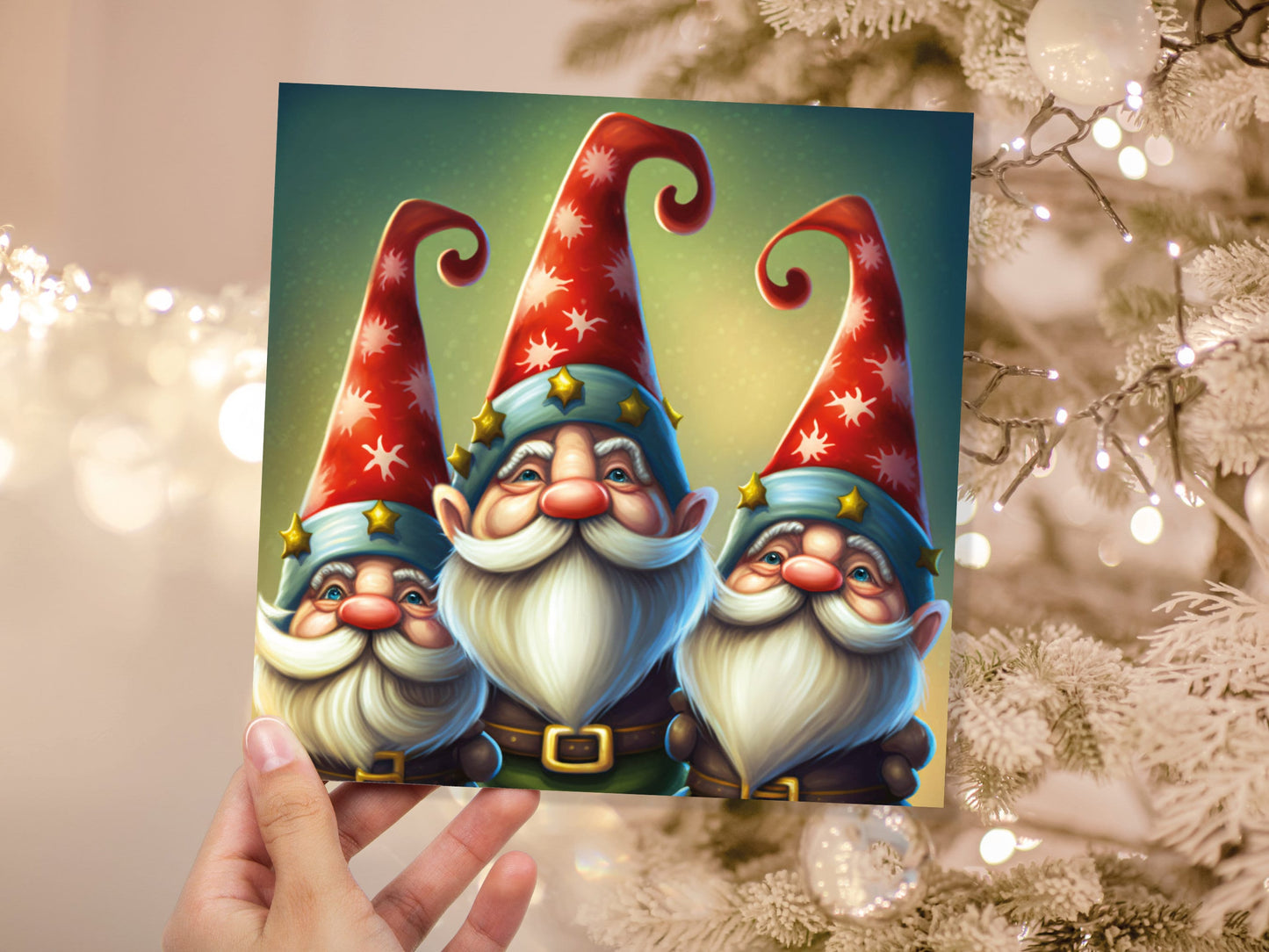 Christmas Gnomes Cards Cute Little Friendly Dwarves Red Festive Hats and White Beards Magical Gnome Elf Cards For Family Friends Xmas 2023