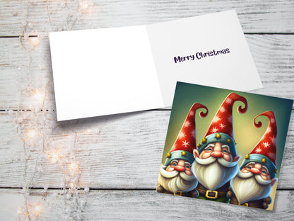 Christmas Gnomes Cards Cute Little Friendly Dwarves Red Festive Hats and White Beards Magical Gnome Elf Cards For Family Friends Xmas 2023