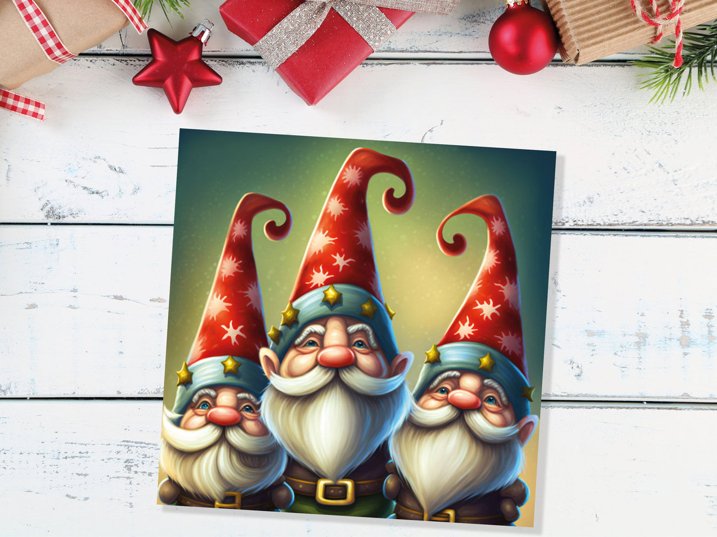 Christmas Gnomes Cards Cute Little Friendly Dwarves Red Festive Hats and White Beards Magical Gnome Elf Cards For Family Friends Xmas 2023