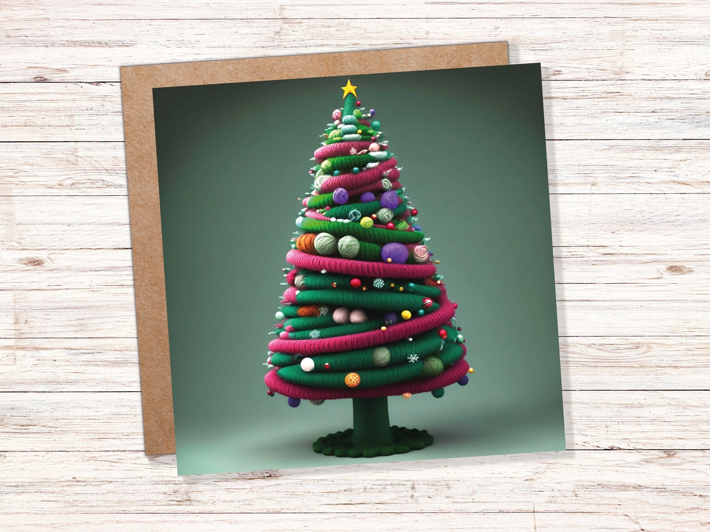 Knitters Christmas Tree Card Knitted Knitting Crocheters Yarn Wool Crafters Crafting Unusual Crafts Trees Xmas Cards For Family Friends 2023