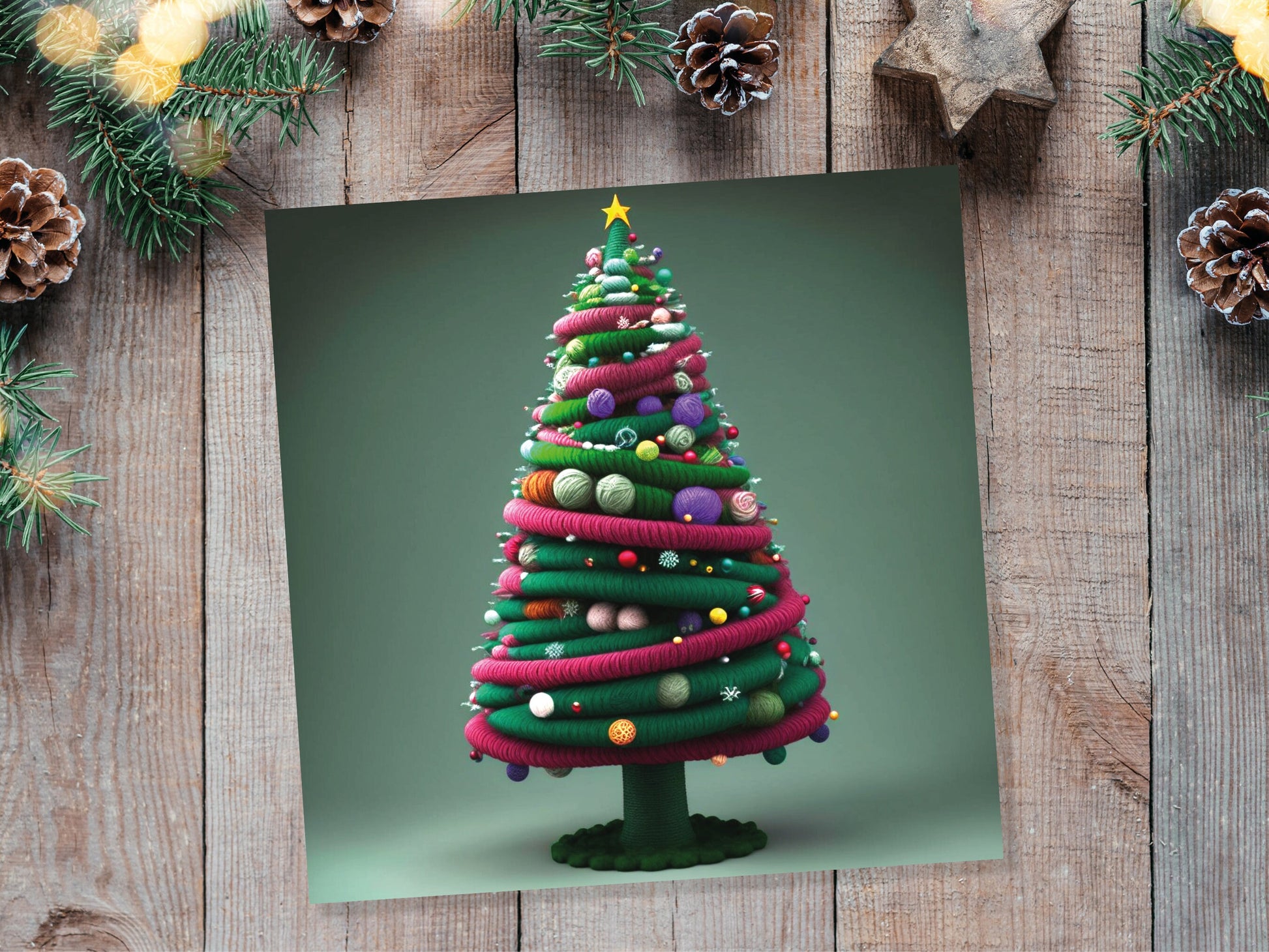 Knitters Christmas Tree Card Knitted Knitting Crocheters Yarn Wool Crafters Crafting Unusual Crafts Trees Xmas Cards For Family Friends 2023