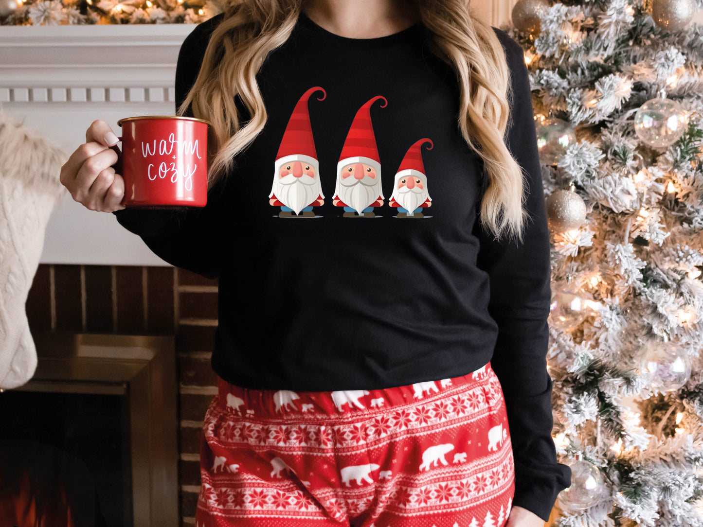 Cute Christmas Gnome Jumper Sweatshirt Sweater 3 Gnomes with Red Pointy Hats and White Beards Ladies Mens Womens Xmas 2023