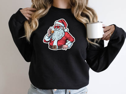 Drunk Santa Christmas Jumper Unisex Sweatshirt Funny Father Xmas Down the Pub Drinking a Pint Unique Design New for 2023