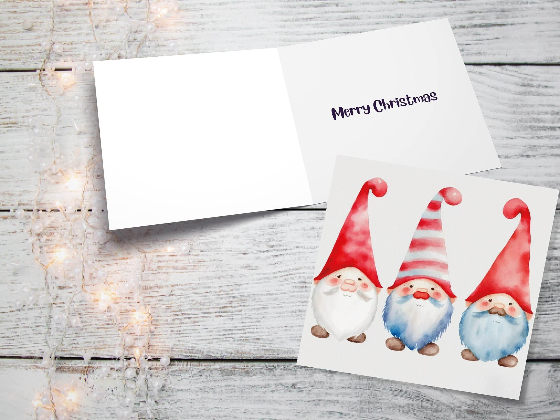 Christmas Gnomes Card Cute Gonk Myth Red White Watercolour Painting Pointy Hats and Beards Greetings Cards For Family Best Friends Xmas 2023