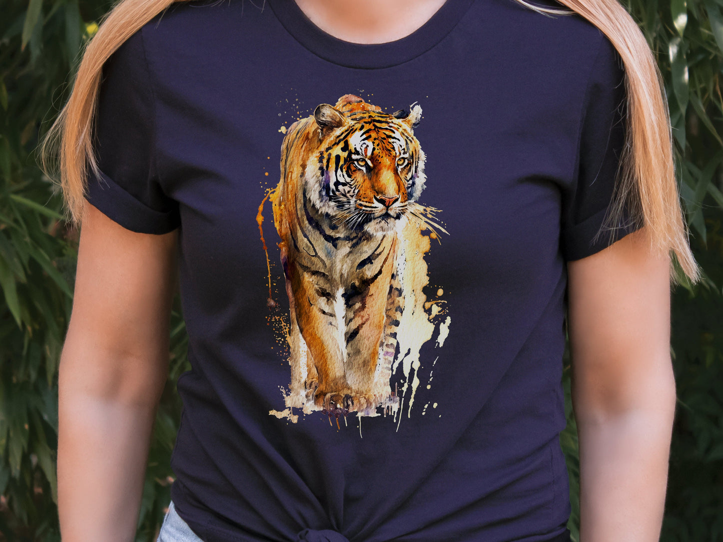 Watercolour Tiger T-Shirt Painting Majestic Wildlife Art Design Wild Animal Print Colourful Gift Artistic Powerful Messy Loose Fierce Strong