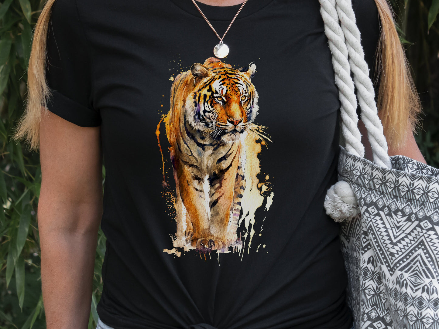 Watercolour Tiger T-Shirt Painting Majestic Wildlife Art Design Wild Animal Print Colourful Gift Artistic Powerful Messy Loose Fierce Strong