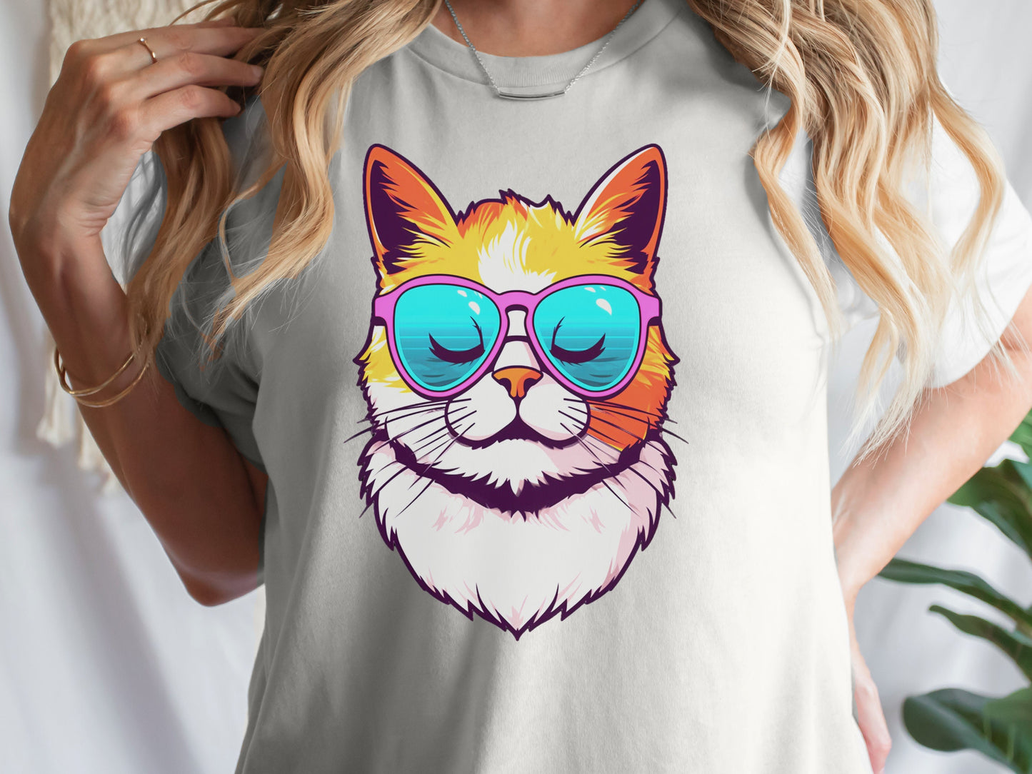 Summer Cat T-shirt Cool Kitty in Sunglasses Shirt Relaxed Vibes Cute Calm Sun Beach Lover Sun-Kissed Feline Sunbathing Bliss Sunshine Tee