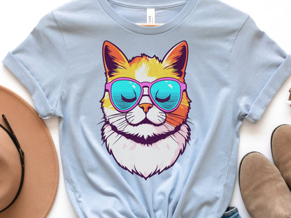 Summer Cat T-shirt Cool Kitty in Sunglasses Shirt Relaxed Vibes Cute Calm Sun Beach Lover Sun-Kissed Feline Sunbathing Bliss Sunshine Tee