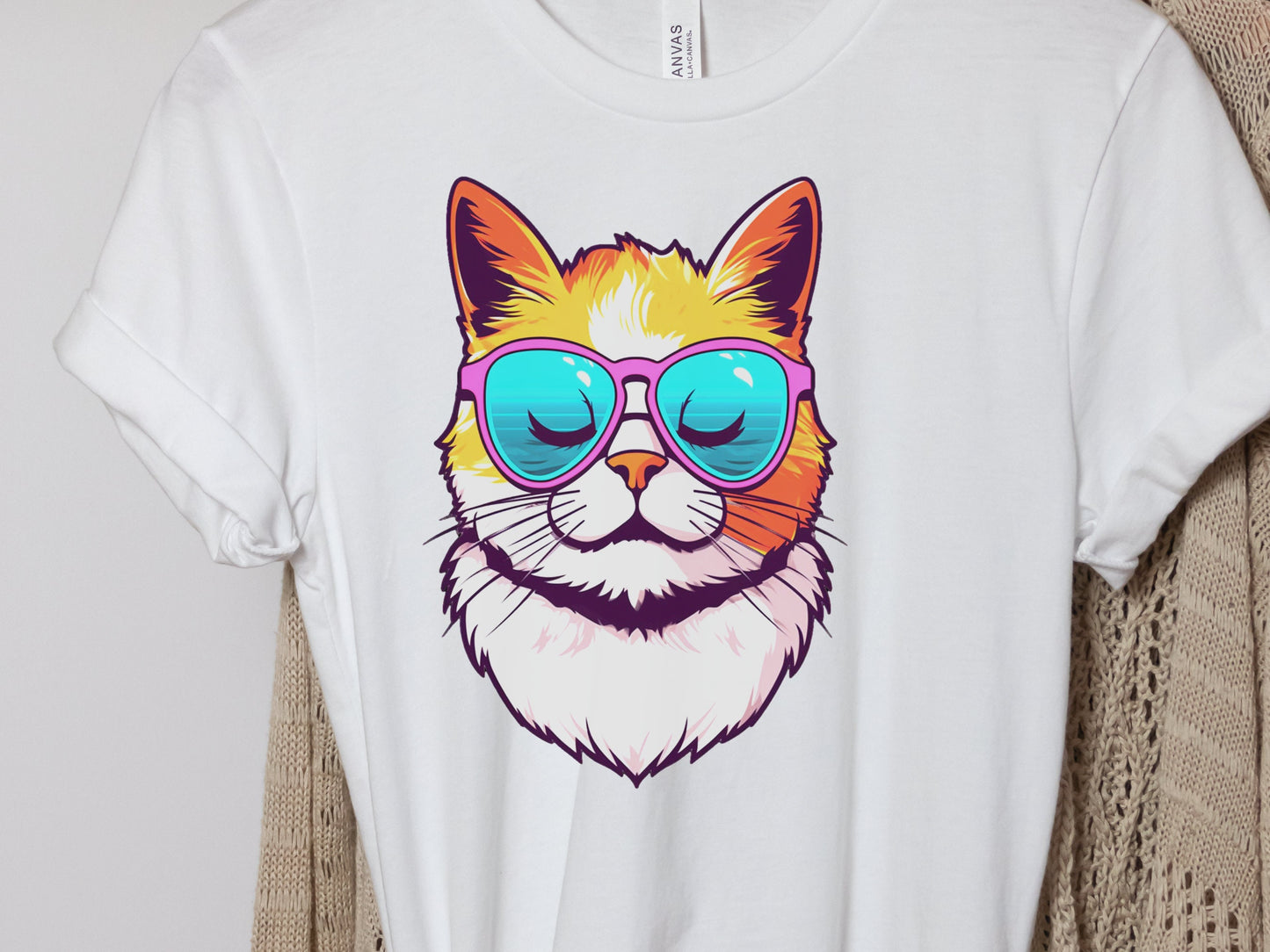 Summer Cat T-shirt Cool Kitty in Sunglasses Shirt Relaxed Vibes Cute Calm Sun Beach Lover Sun-Kissed Feline Sunbathing Bliss Sunshine Tee