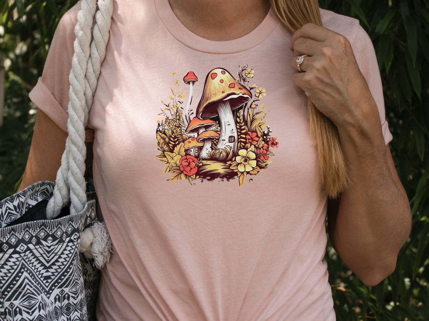 Mushroom House T-Shirt Enchanting Cottagecore Fairy Tale Tee Floral Nature Toadstool Whimsical Woodland Fantasy Magical Forest Fairycore