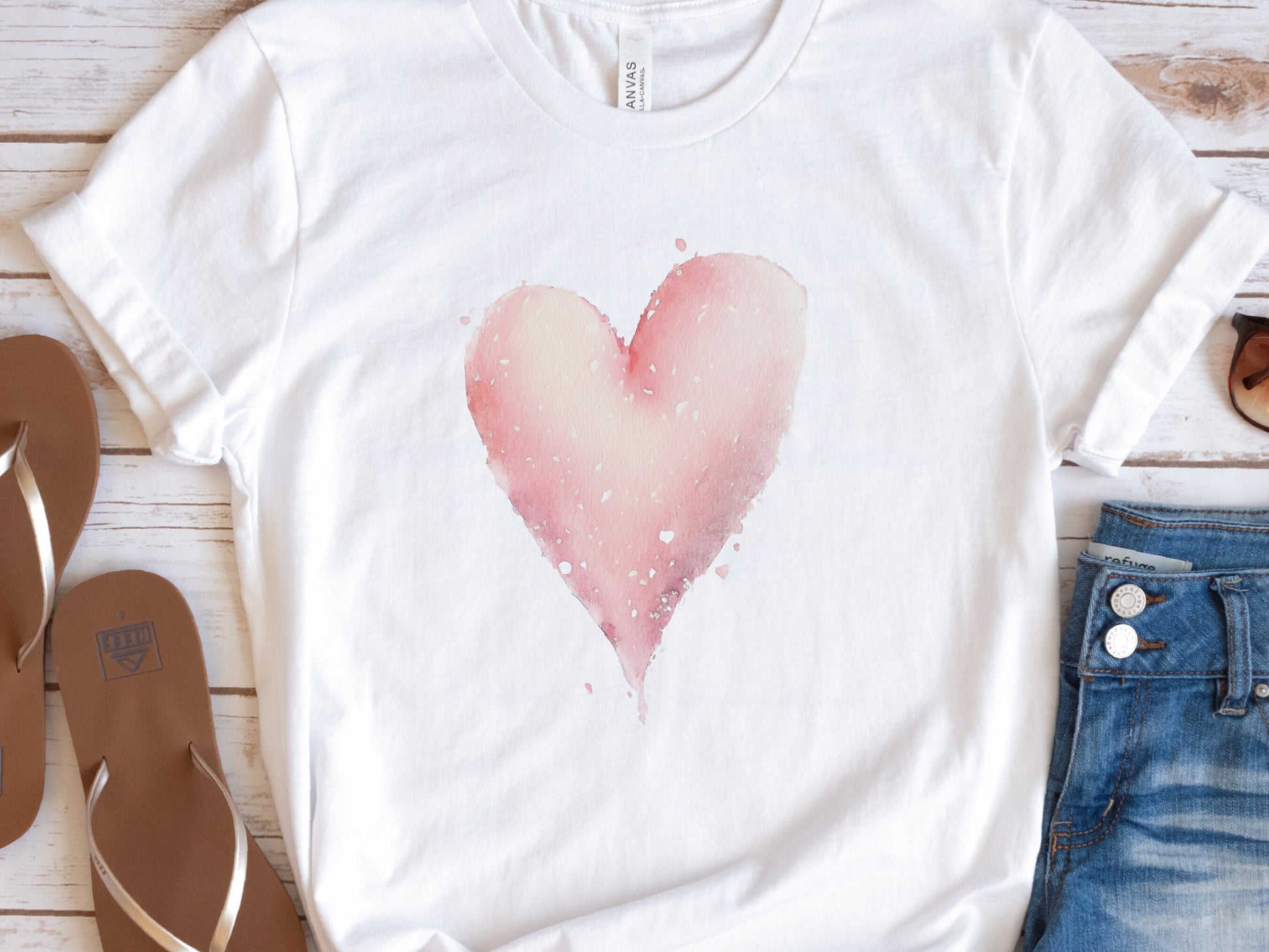 Heart T-Shirt Pastel Pink Watercolour Painting Unique Cute Creative Clothing Gift Trending Love Design Artistic Art Lovers Minimalist Tee