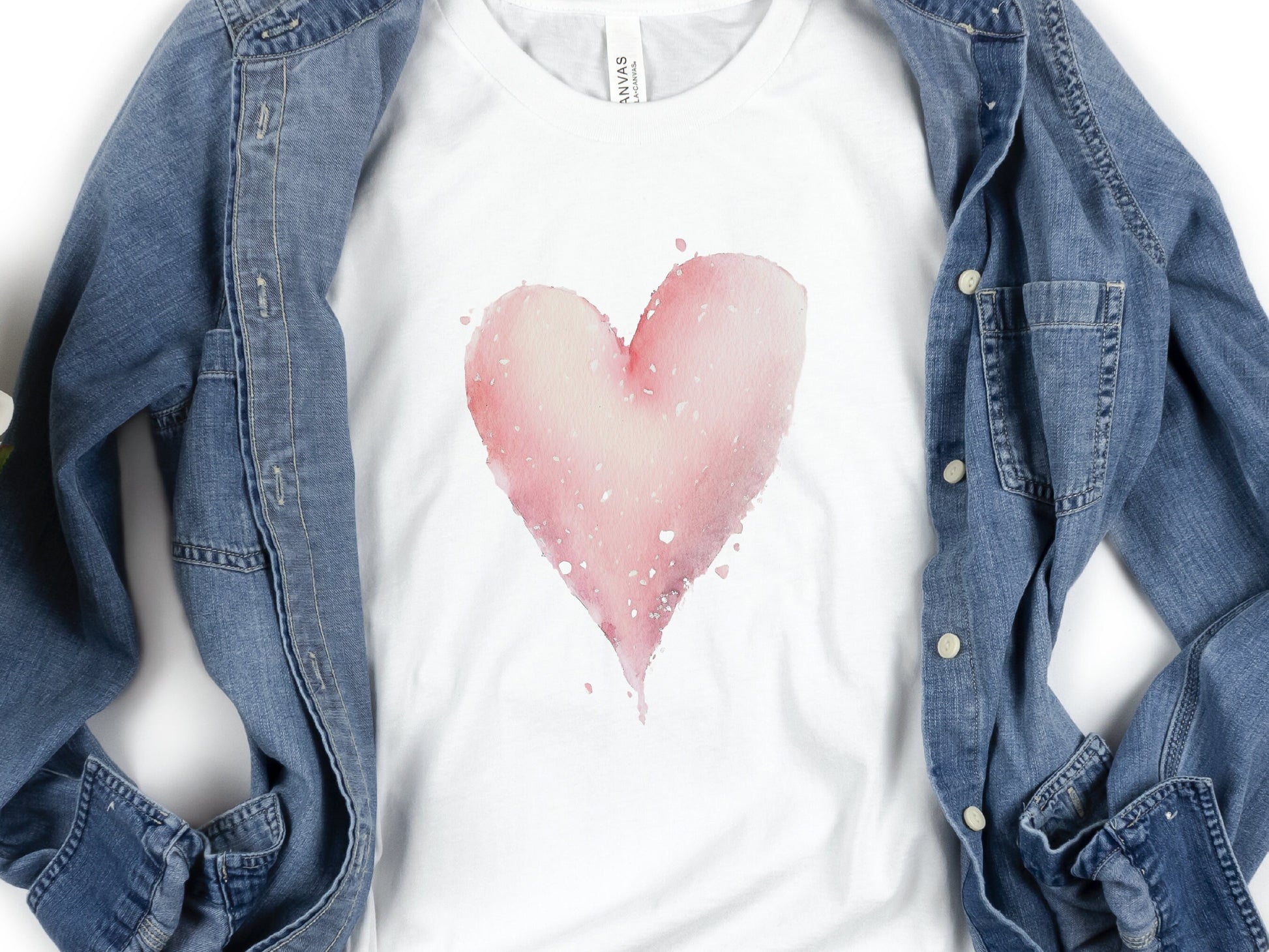 Heart T-Shirt Pastel Pink Watercolour Painting Unique Cute Creative Clothing Gift Trending Love Design Artistic Art Lovers Minimalist Tee