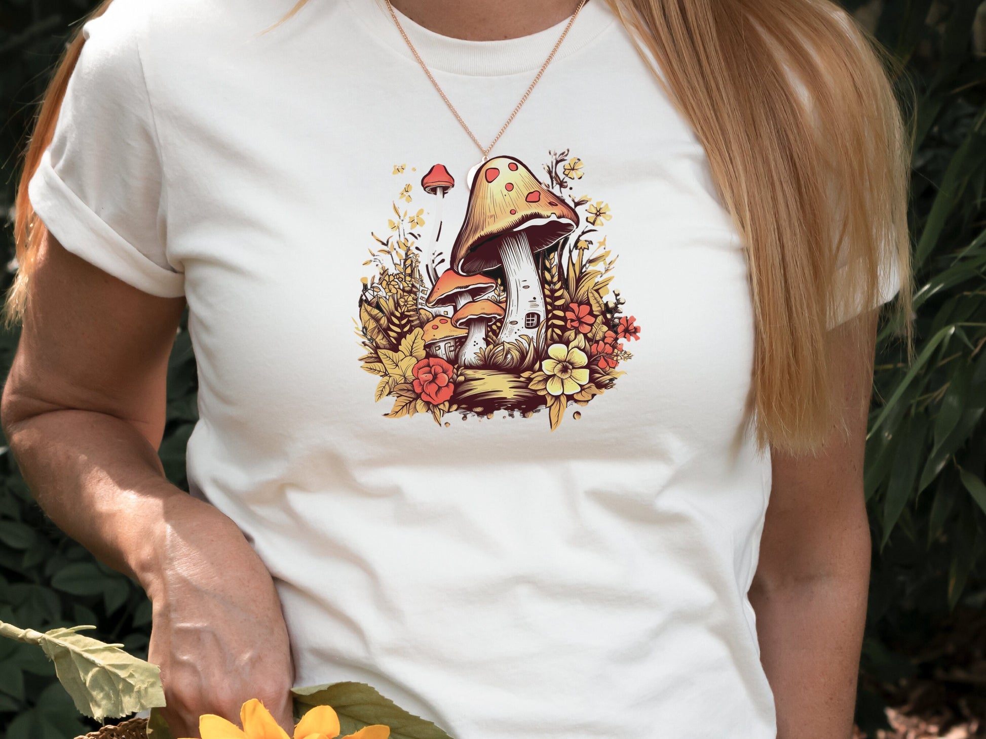 Mushroom House T-Shirt Enchanting Cottagecore Fairy Tale Tee Floral Nature Toadstool Whimsical Woodland Fantasy Magical Forest Fairycore