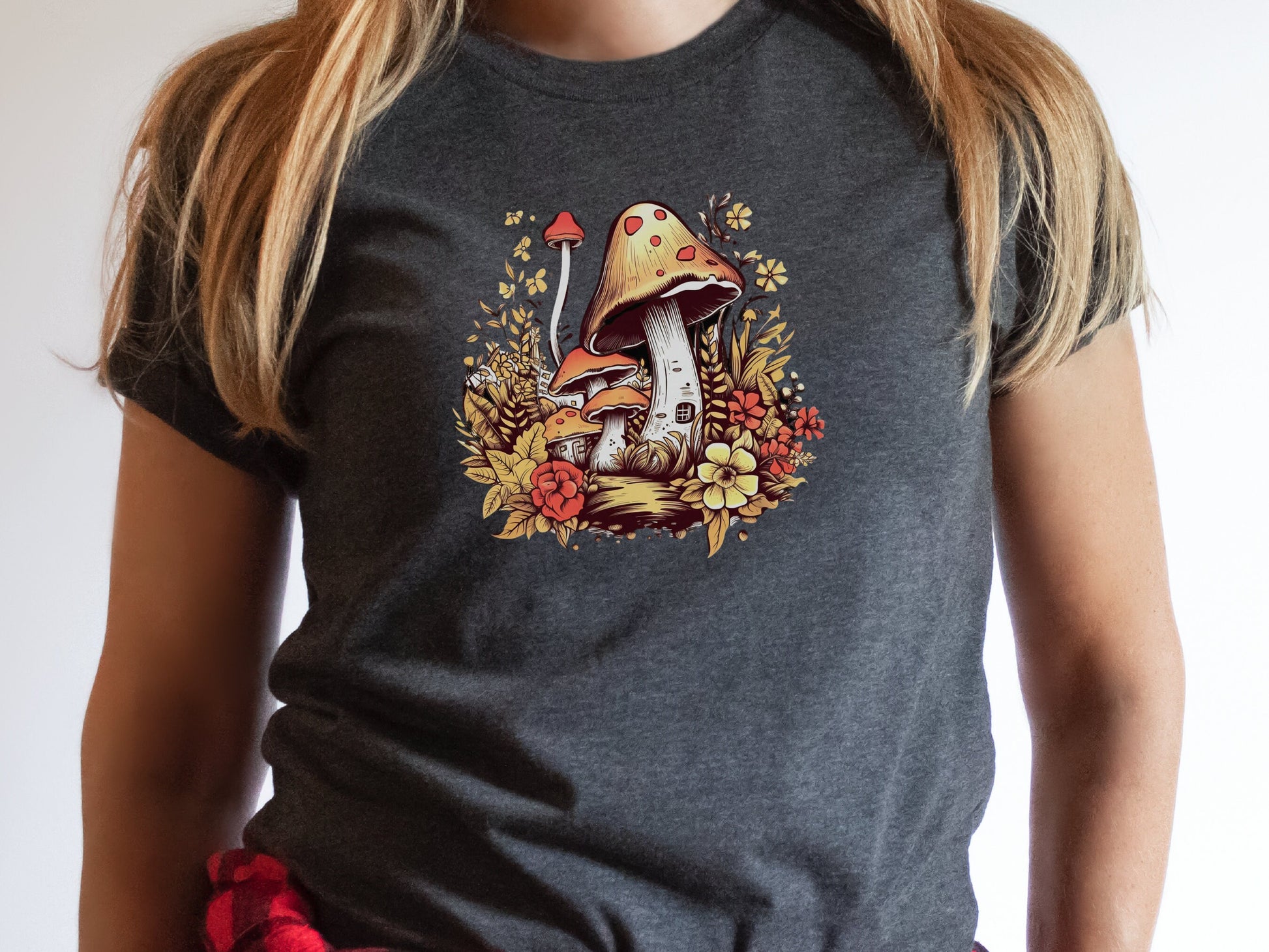 Mushroom House T-Shirt Enchanting Cottagecore Fairy Tale Tee Floral Nature Toadstool Whimsical Woodland Fantasy Magical Forest Fairycore