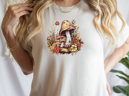 Mushroom House T-Shirt Enchanting Cottagecore Fairy Tale Tee Floral Nature Toadstool Whimsical Woodland Fantasy Magical Forest Fairycore