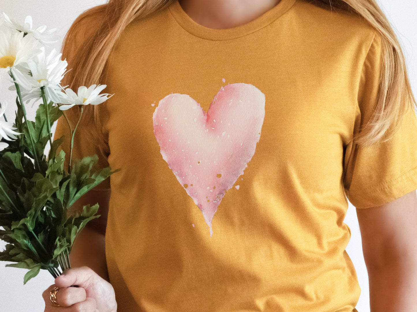 Heart T-Shirt Pastel Pink Watercolour Painting Unique Cute Creative Clothing Gift Trending Love Design Artistic Art Lovers Minimalist Tee