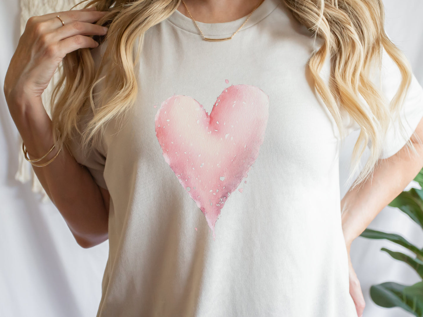 Heart T-Shirt Pastel Pink Watercolour Painting Unique Cute Creative Clothing Gift Trending Love Design Artistic Art Lovers Minimalist Tee