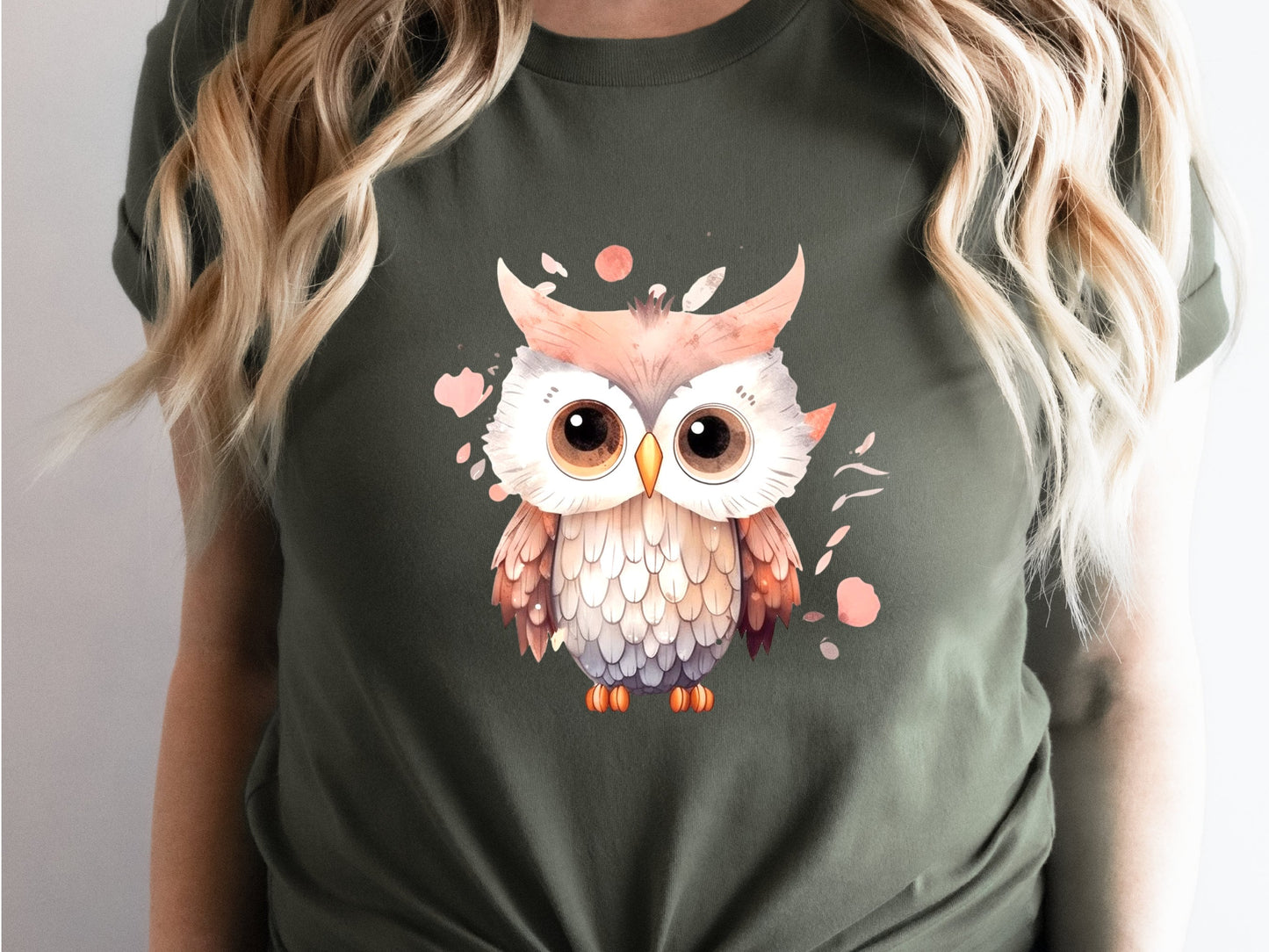 Cute Baby Owl T-Shirt Pink and Grey Bird Lover Gift for Her Adorable Graphic Tee Aesthetic Ornithology Shirt for Bird Watchers and Owners