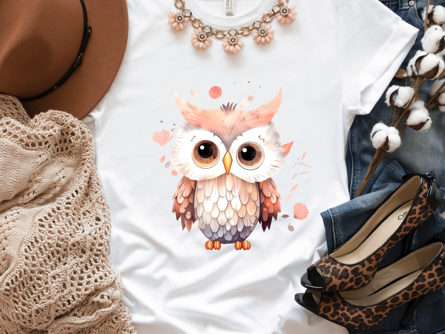 Cute Baby Owl T-Shirt Pink and Grey Bird Lover Gift for Her Adorable Graphic Tee Aesthetic Ornithology Shirt for Bird Watchers and Owners