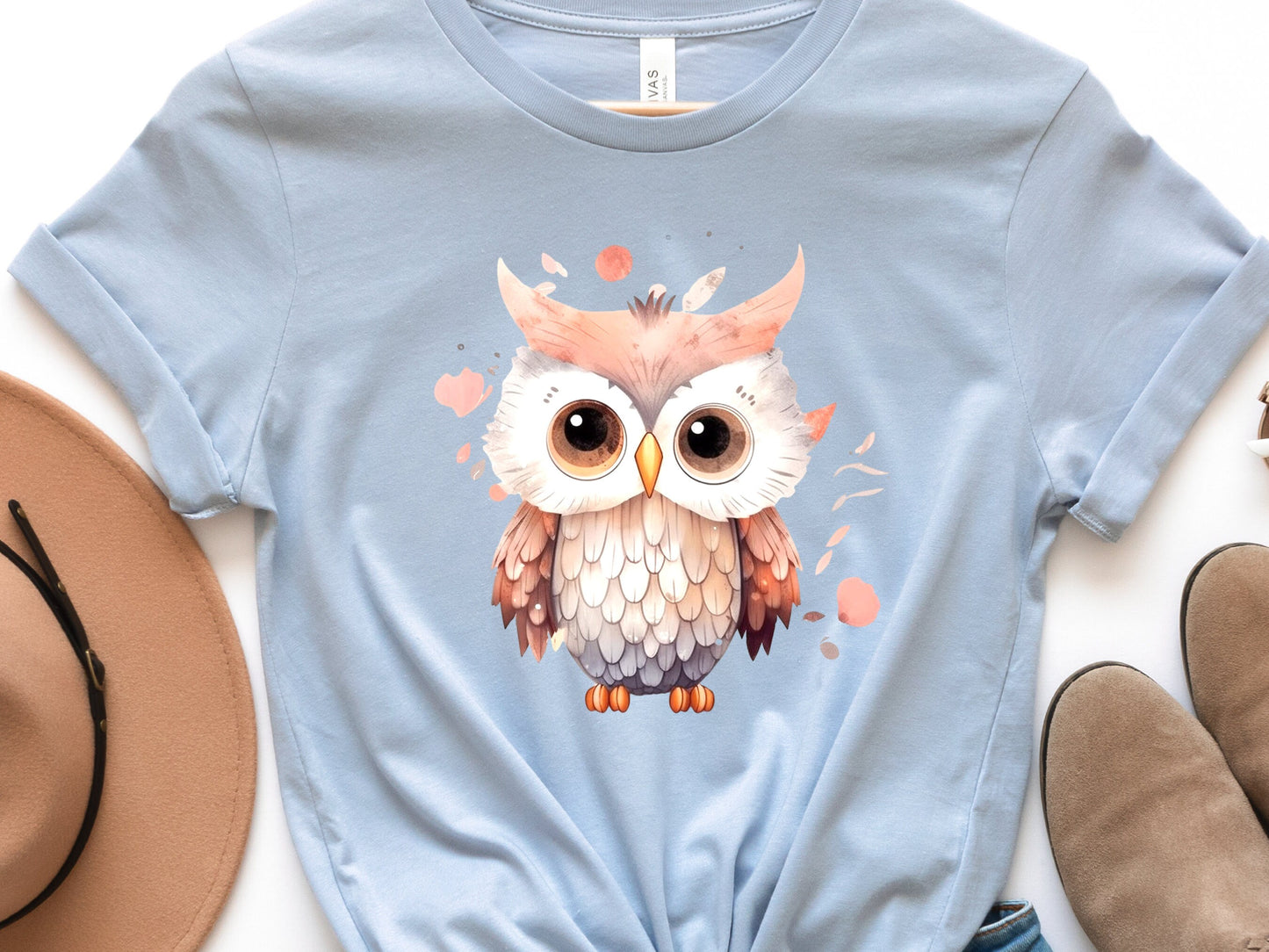 Cute Baby Owl T-Shirt Pink and Grey Bird Lover Gift for Her Adorable Graphic Tee Aesthetic Ornithology Shirt for Bird Watchers and Owners