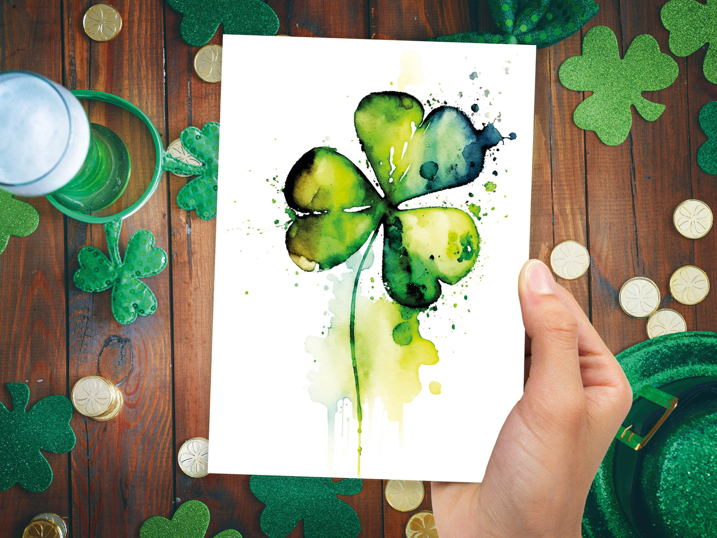 Watercolour Delightful Shamrock Greeting Card