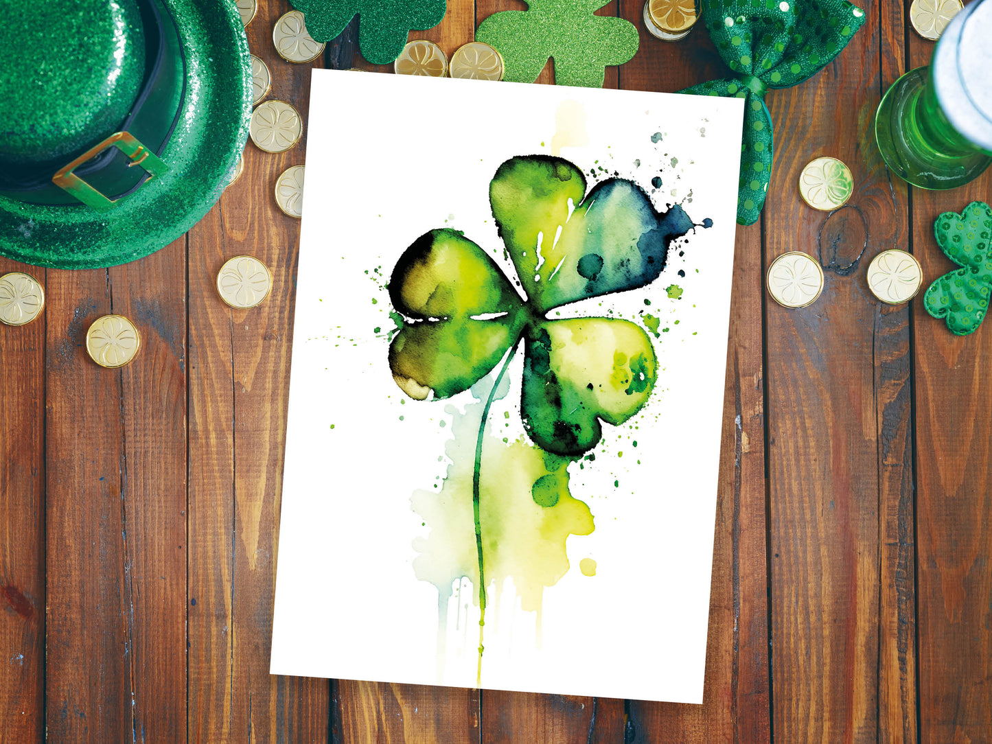 Watercolour Delightful Shamrock Greeting Card