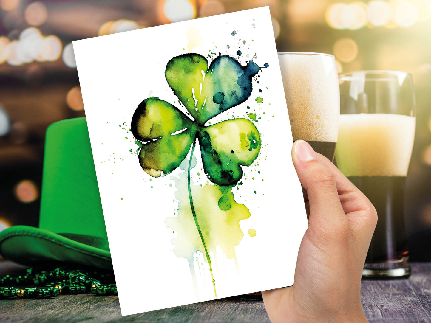 Watercolour Delightful Shamrock Greeting Card