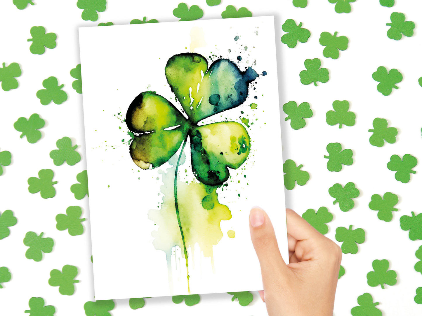 Watercolour Delightful Shamrock Greeting Card