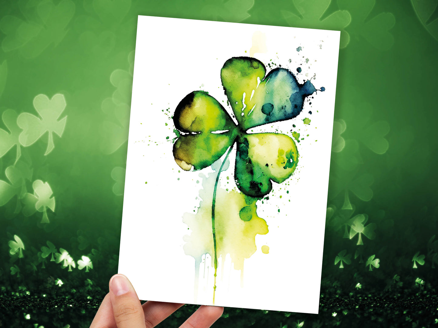 Watercolour Delightful Shamrock Greeting Card