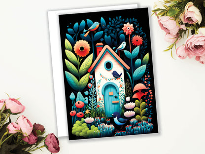 Whimsical Elegant House Illustration Greeting Card